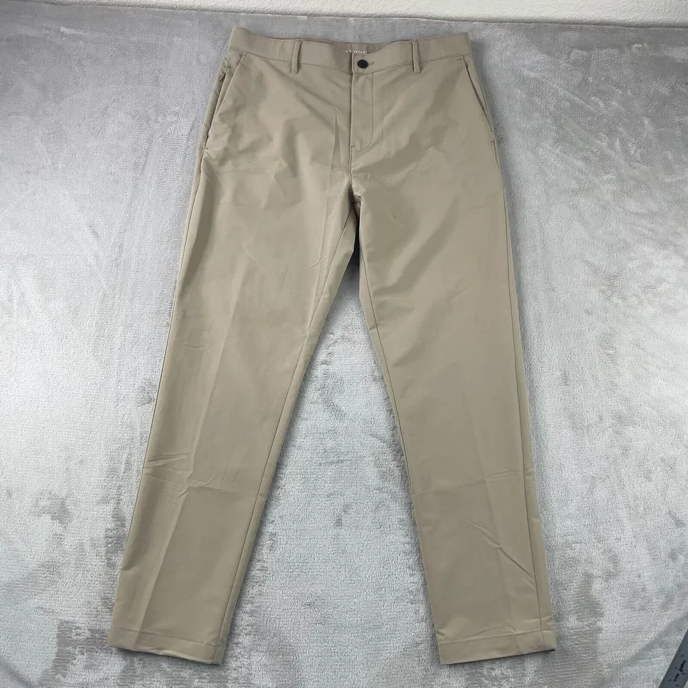 Banana Republic Pant Men 36‎ (Meas. 36x31) Khaki Stretch Slim Fit Flat Front NWT